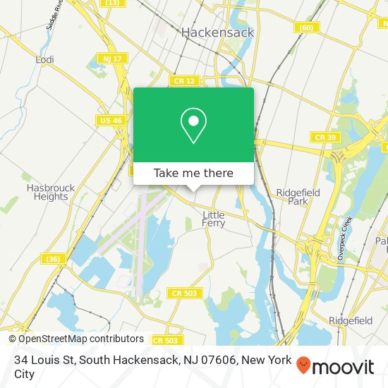 Mapa de 34 Louis St, South Hackensack, NJ 07606