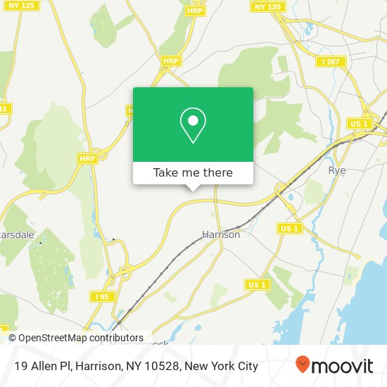 Mapa de 19 Allen Pl, Harrison, NY 10528