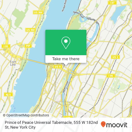 Mapa de Prince of Peace Universal Tabernacle, 555 W 182nd St