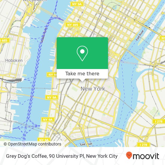 Grey Dog's Coffee, 90 University Pl map