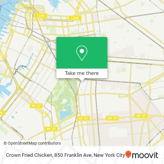 Mapa de Crown Fried Chicken, 850 Franklin Ave