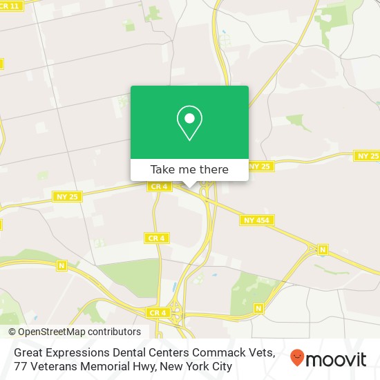 Mapa de Great Expressions Dental Centers Commack Vets, 77 Veterans Memorial Hwy