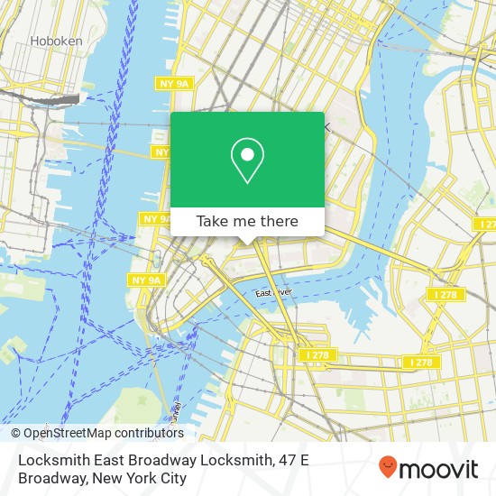 Mapa de Locksmith East Broadway Locksmith, 47 E Broadway