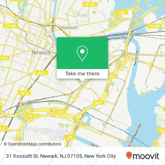 Mapa de 31 Kossuth St, Newark, NJ 07105