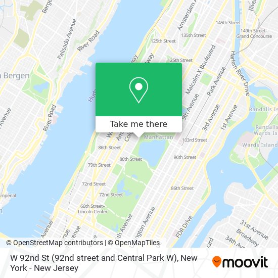 Mapa de W 92nd St (92nd street and Central Park W)