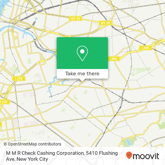 Mapa de M M R Check Cashing Corporation, 5410 Flushing Ave