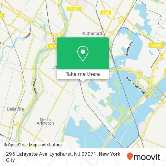 Mapa de 295 Lafayette Ave, Lyndhurst, NJ 07071