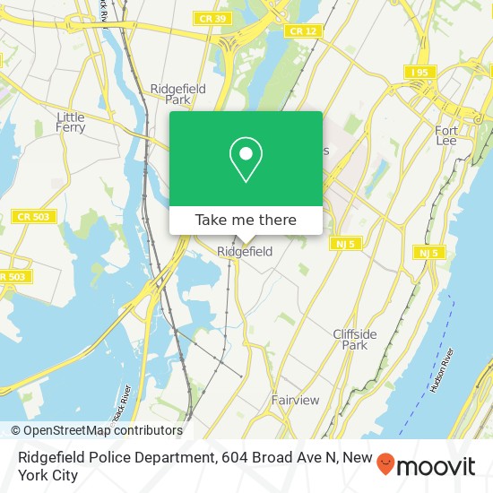 Ridgefield Police Department, 604 Broad Ave N map