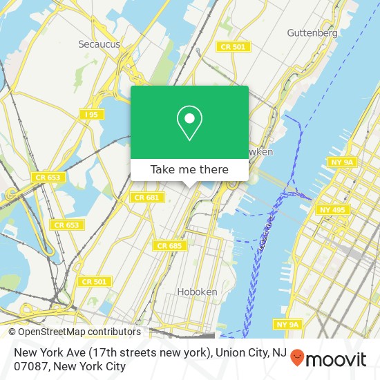 New York Ave (17th streets new york), Union City, NJ 07087 map