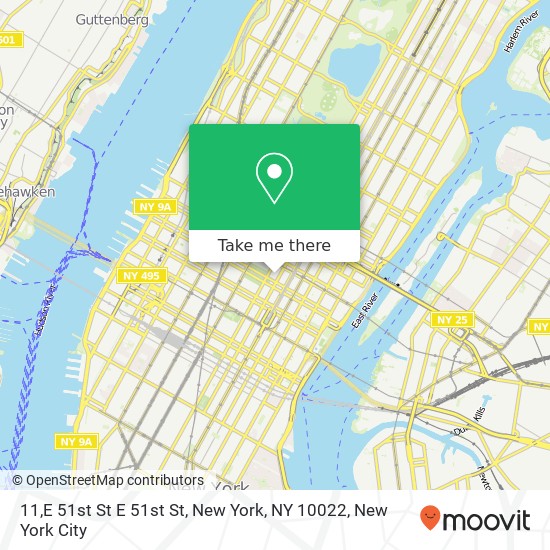 Mapa de 11,E 51st St E 51st St, New York, NY 10022