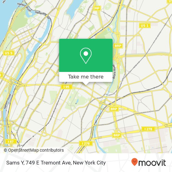 Mapa de Sams Y, 749 E Tremont Ave