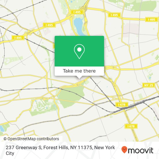 Mapa de 237 Greenway S, Forest Hills, NY 11375