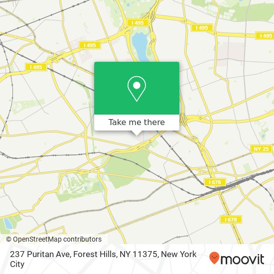 Mapa de 237 Puritan Ave, Forest Hills, NY 11375