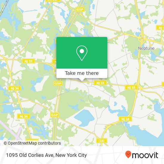 Mapa de 1095 Old Corlies Ave, Neptune Twp, NJ 07753