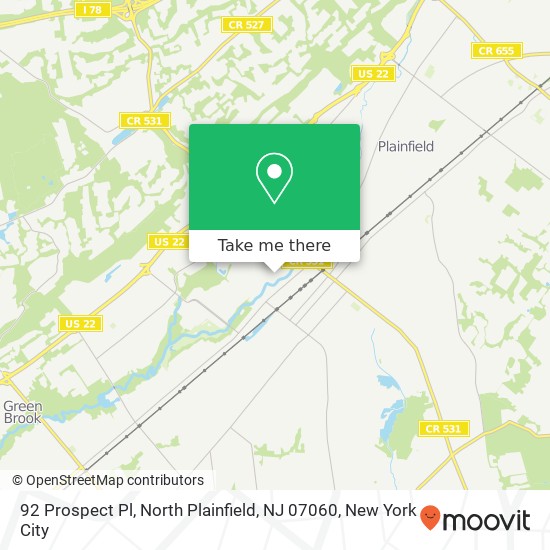 Mapa de 92 Prospect Pl, North Plainfield, NJ 07060
