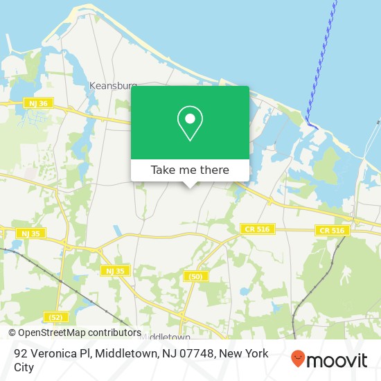 Mapa de 92 Veronica Pl, Middletown, NJ 07748