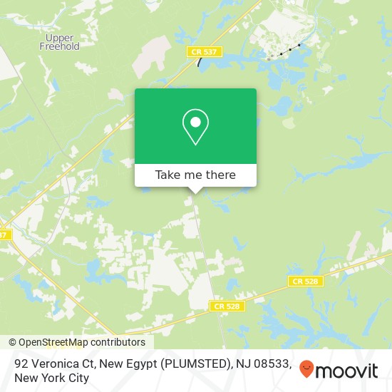 Mapa de 92 Veronica Ct, New Egypt (PLUMSTED), NJ 08533