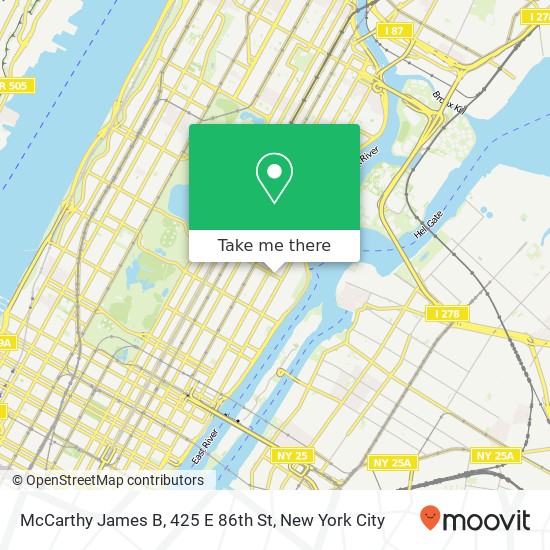 McCarthy James B, 425 E 86th St map
