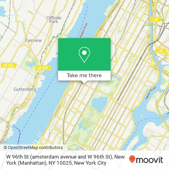 Mapa de W 96th St (amsterdam avenue and W 96th St), New York (Manhattan), NY 10025