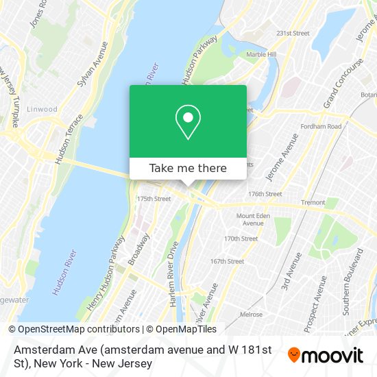 Mapa de Amsterdam Ave (amsterdam avenue and W 181st St)