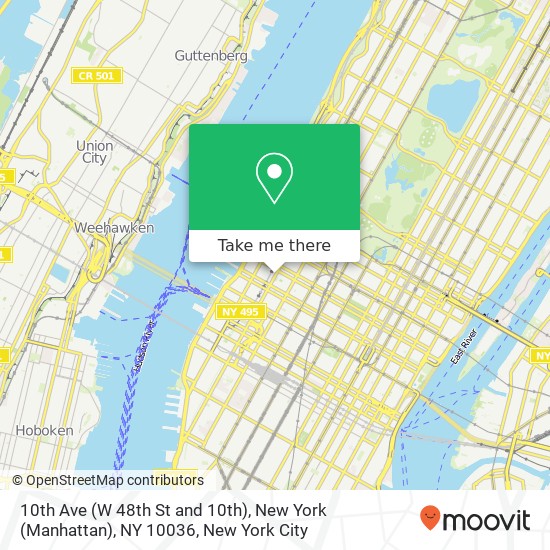 10th Ave (W 48th St and 10th), New York (Manhattan), NY 10036 map