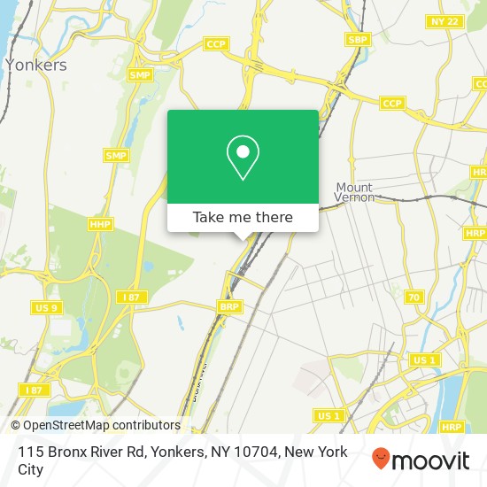 Mapa de 115 Bronx River Rd, Yonkers, NY 10704