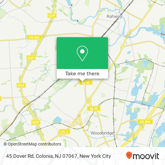 Mapa de 45 Dover Rd, Colonia, NJ 07067