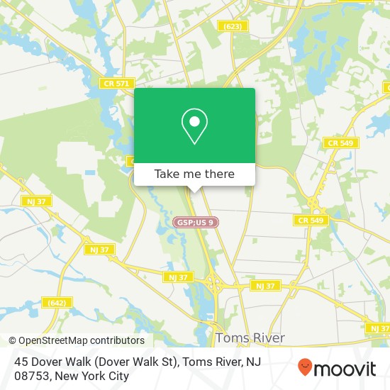 Mapa de 45 Dover Walk (Dover Walk St), Toms River, NJ 08753