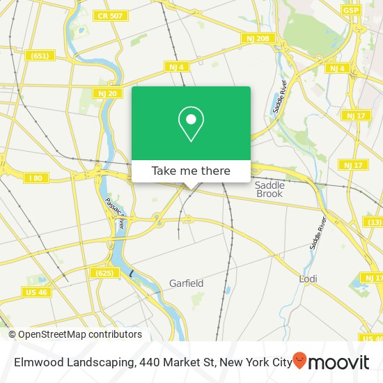 Mapa de Elmwood Landscaping, 440 Market St
