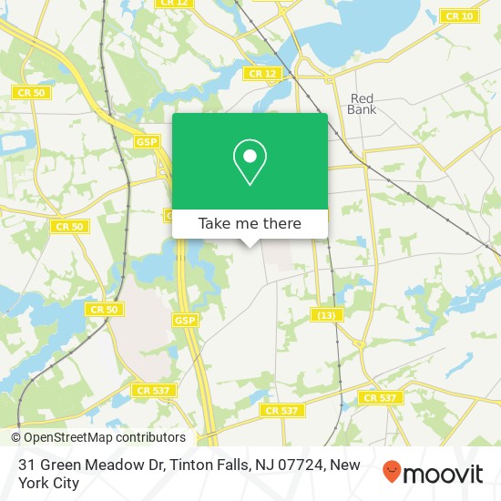 Mapa de 31 Green Meadow Dr, Tinton Falls, NJ 07724