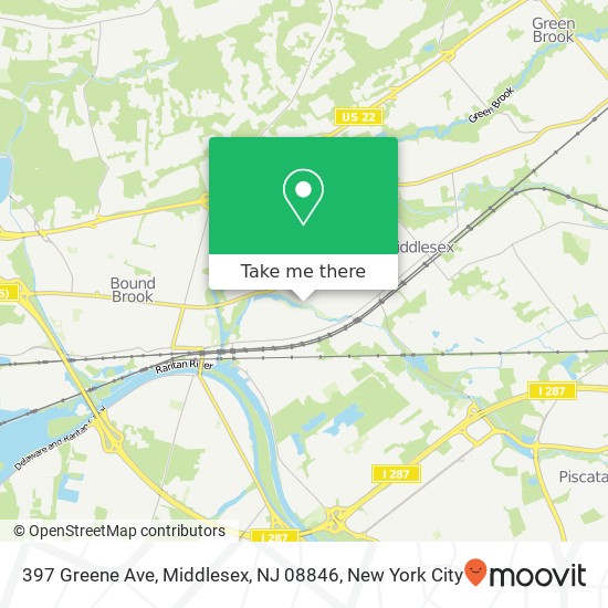 Mapa de 397 Greene Ave, Middlesex, NJ 08846