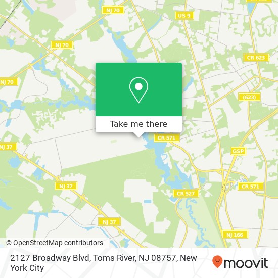 Mapa de 2127 Broadway Blvd, Toms River, NJ 08757