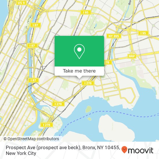 Mapa de Prospect Ave (prospect ave beck), Bronx, NY 10455