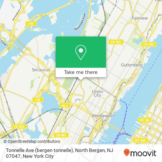 Mapa de Tonnelle Ave (bergen tonnelle), North Bergen, NJ 07047