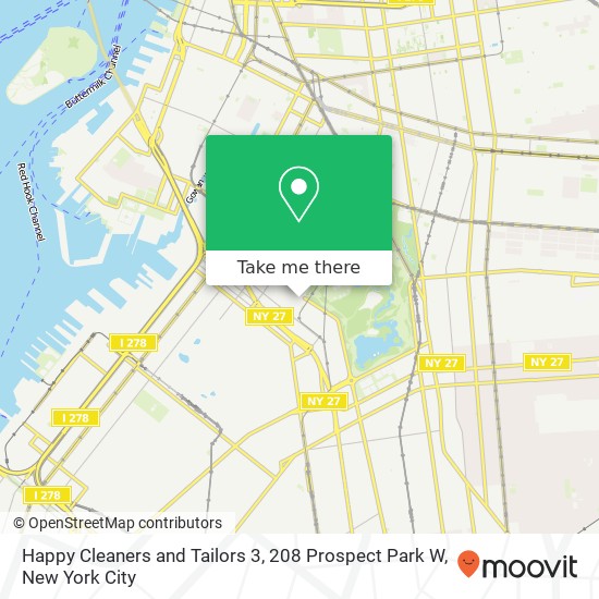 Mapa de Happy Cleaners and Tailors 3, 208 Prospect Park W