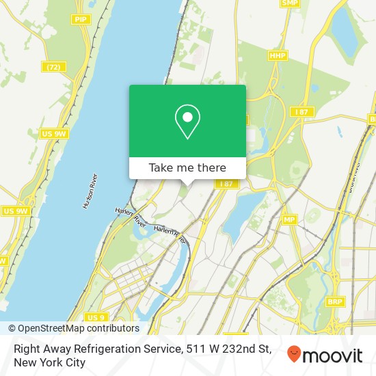 Mapa de Right Away Refrigeration Service, 511 W 232nd St