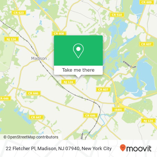 Mapa de 22 Fletcher Pl, Madison, NJ 07940