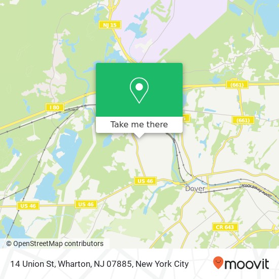 Mapa de 14 Union St, Wharton, NJ 07885