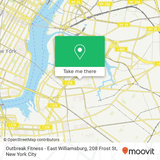 Outbreak Fitness - East Williamsburg, 208 Frost St map