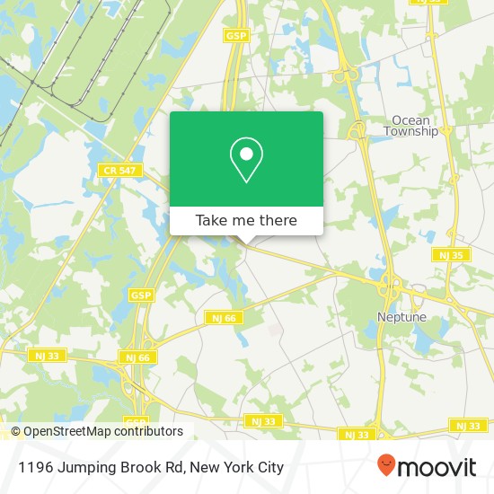 Mapa de 1196 Jumping Brook Rd, Neptune Twp, NJ 07753