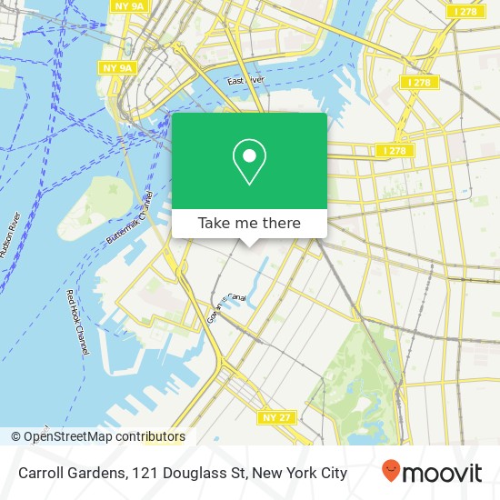 Carroll Gardens, 121 Douglass St map