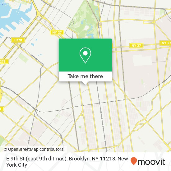 Mapa de E 9th St (east 9th ditmas), Brooklyn, NY 11218