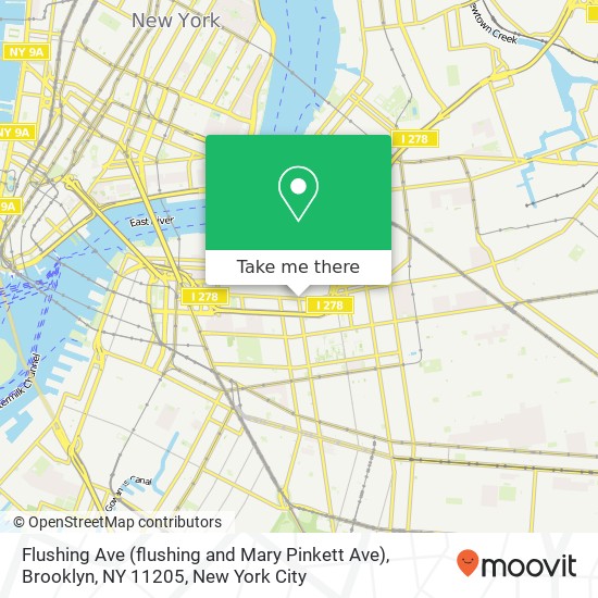 Mapa de Flushing Ave (flushing and Mary Pinkett Ave), Brooklyn, NY 11205