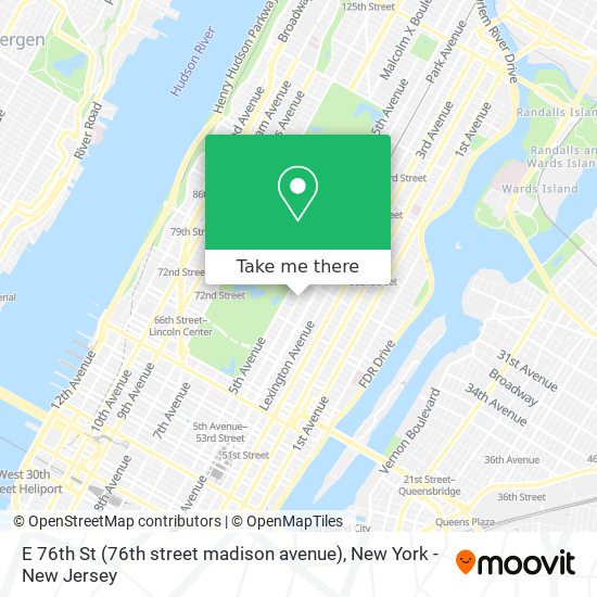 Mapa de E 76th St (76th street madison avenue)