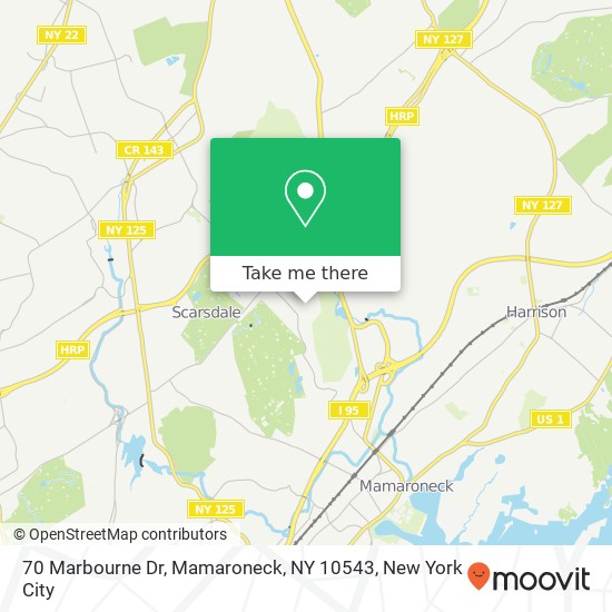 Mapa de 70 Marbourne Dr, Mamaroneck, NY 10543
