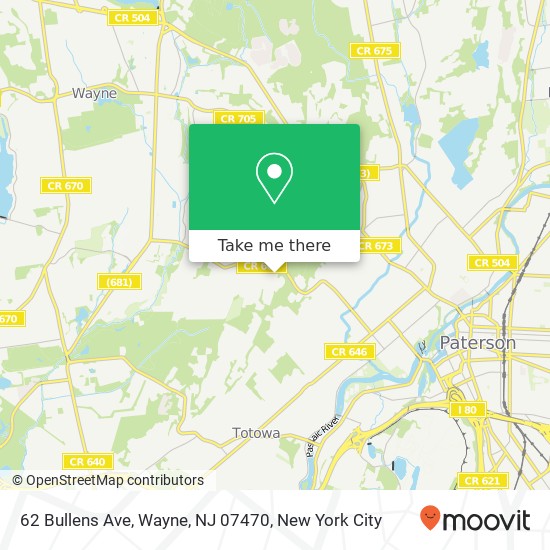 Mapa de 62 Bullens Ave, Wayne, NJ 07470