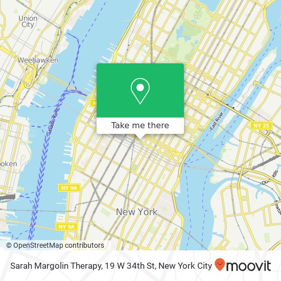 Mapa de Sarah Margolin Therapy, 19 W 34th St