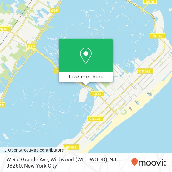 Mapa de W Rio Grande Ave, Wildwood (WILDWOOD), NJ 08260