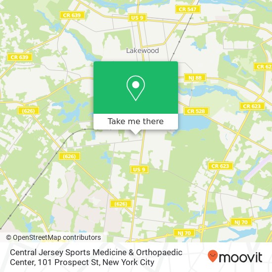 Mapa de Central Jersey Sports Medicine & Orthopaedic Center, 101 Prospect St