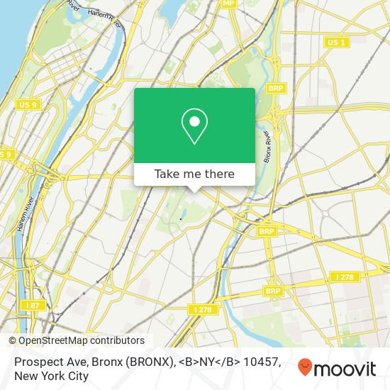 Prospect Ave, Bronx (BRONX), <B>NY< / B> 10457 map